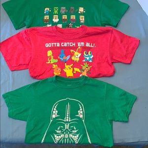 Small (7) Boy Shirts Minecraft Pokémon Star Wars Short sleeve lot of 3